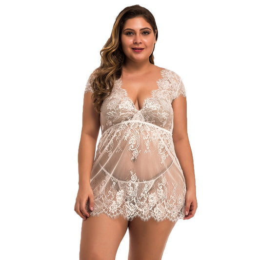 Plus Size Sexy Lace Suspender Skirt Lingerie - Plus Size XL-4XL - View 2