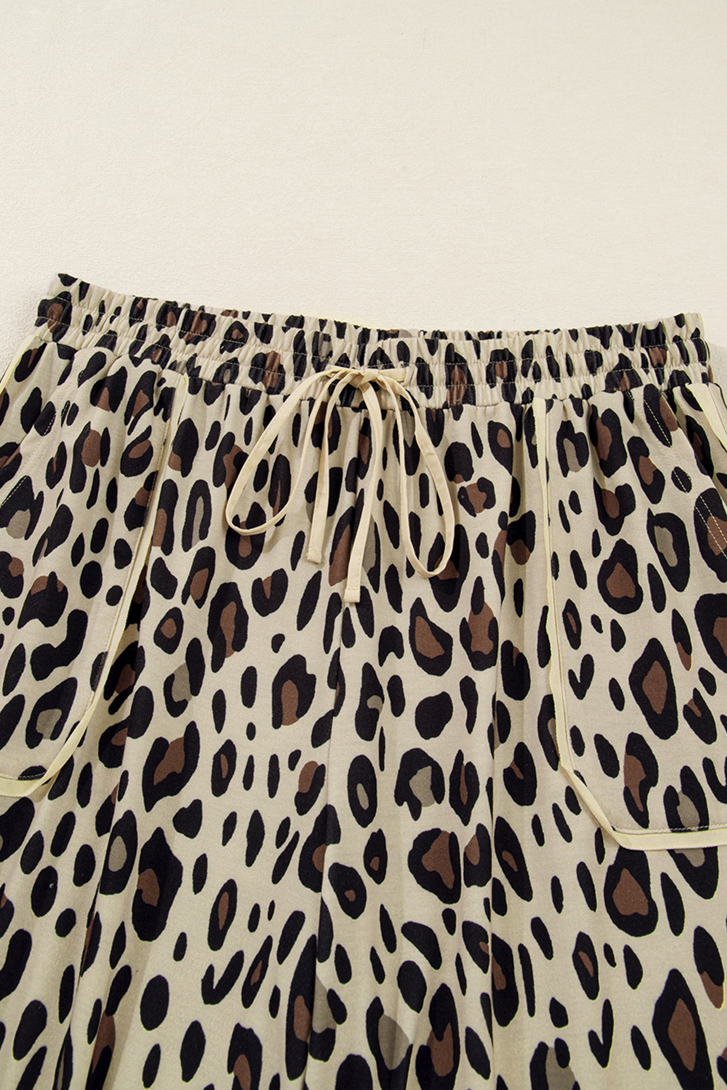 Plus Size Leopard Wide Leg Drawstring Pants Plus Size Leopard Wide Leg Drawstring Pants