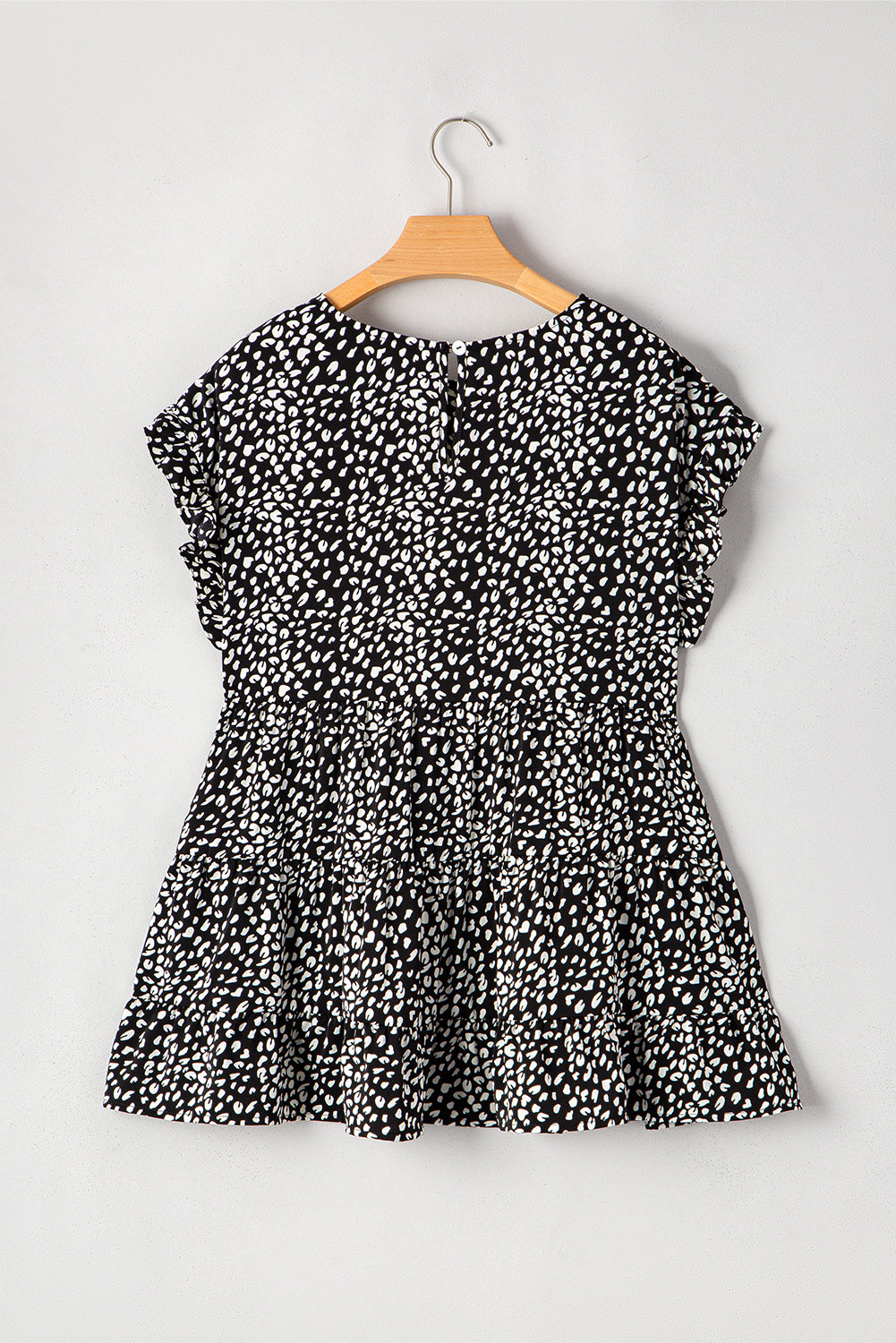 Plus Size Leopard Print Ruffled Keyhole Back Blouse - Plus Size XL-4XL - View 8 Plus Size Leopard Print Ruffled Keyhole Back Blouse - Plus Size XL-4XL - View 8