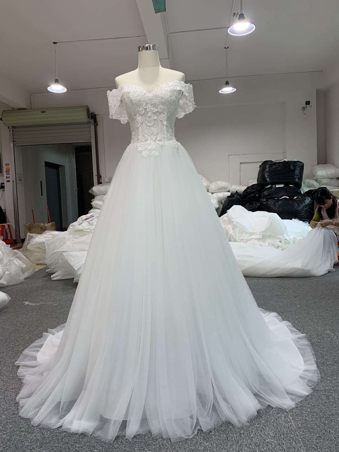 Plus Size Off-Shoulder A-Line Wedding Dress - Plus Size XL-4XL