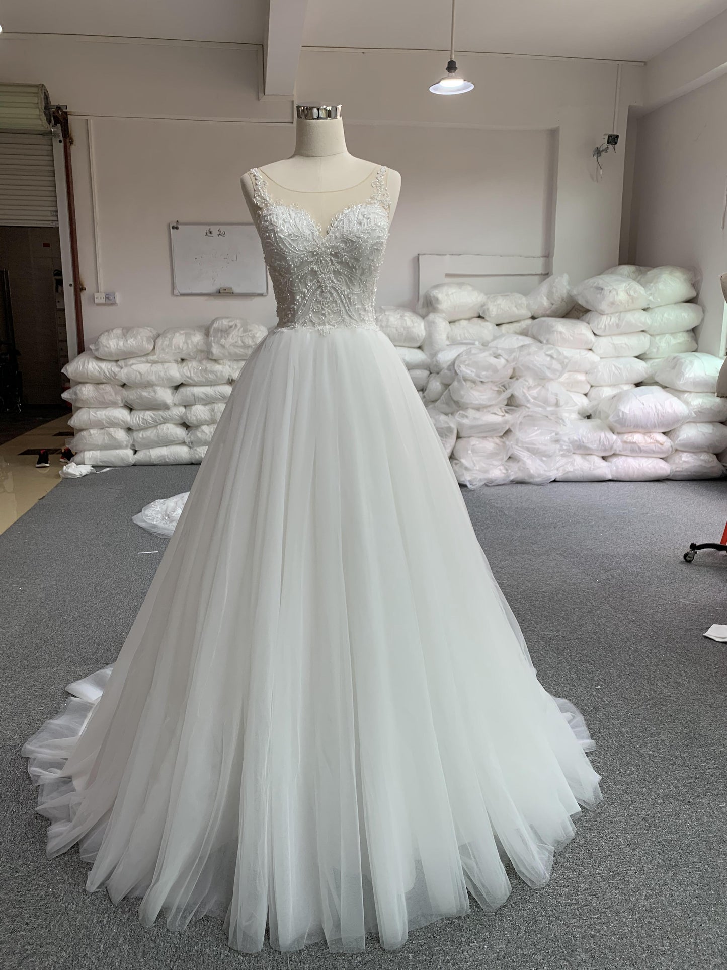 Plus Size Spaghetti Strap A-Line Wedding Dress