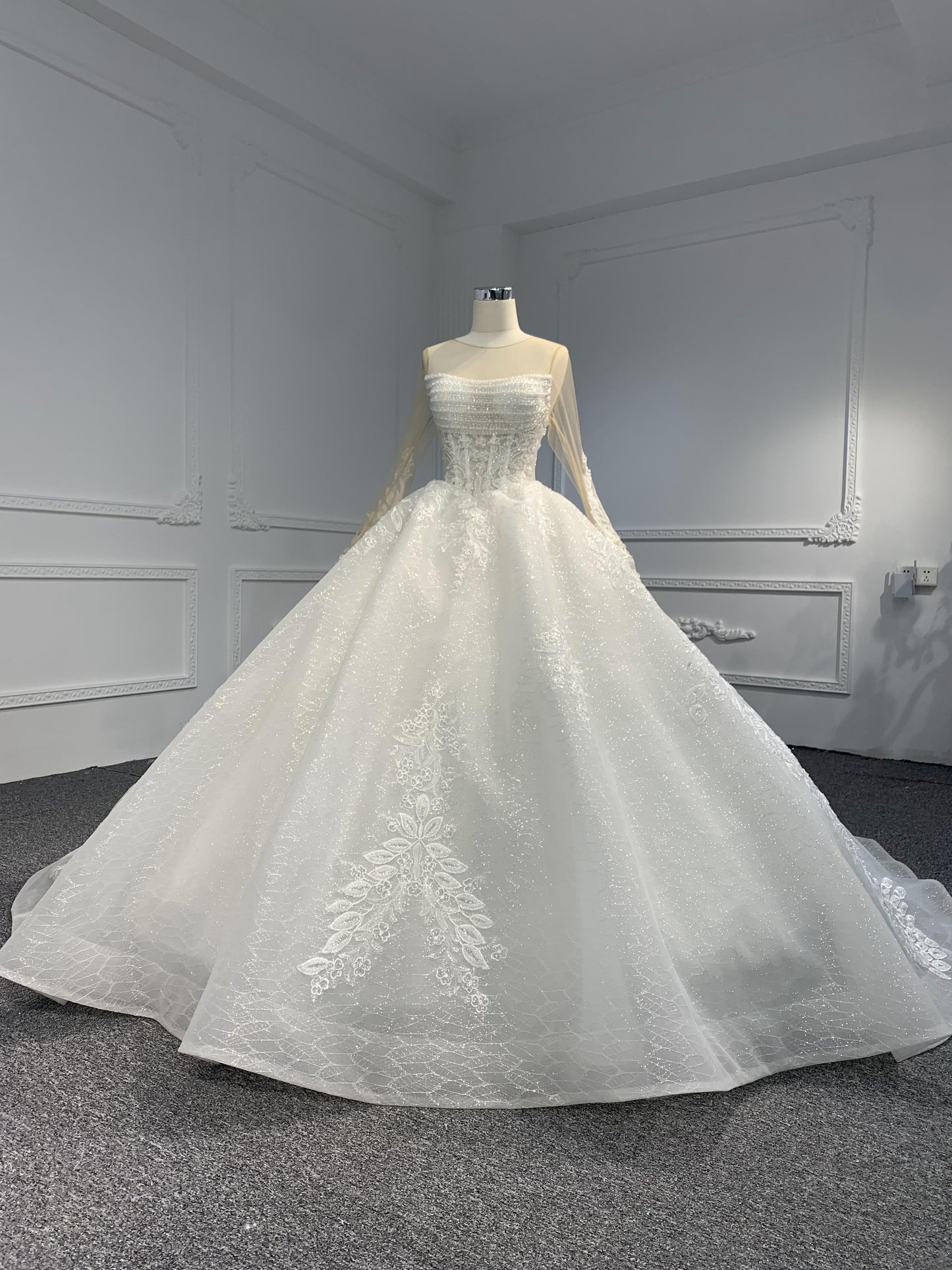 Plus Size Luxury Beading Ball Gown Long Sleeve Plus Size Luxury Beading Ball Gown Long Sleeve