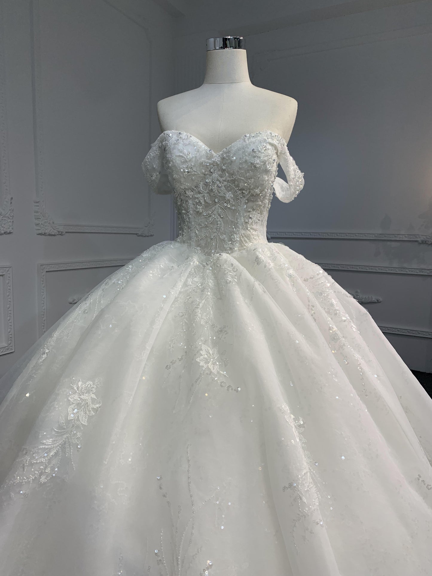 Plus Size Off-Shoulder Beaded Lace Ball Gown Plus Size Off-Shoulder Beaded Lace Ball Gown