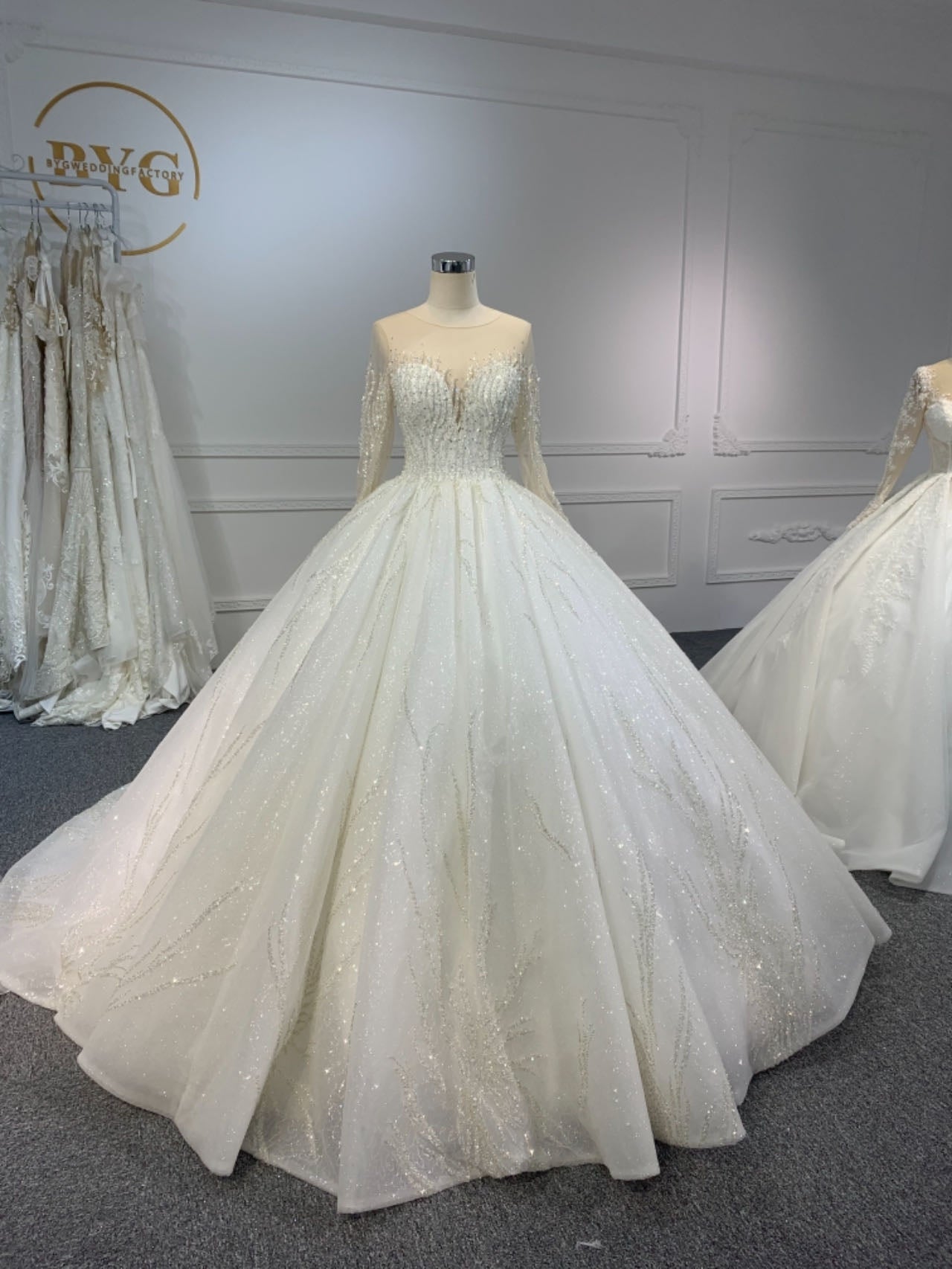 Plus Size Sweetheart Neckline Ball Gown with Long Sleeves Plus Size Sweetheart Neckline Ball Gown with Long Sleeves