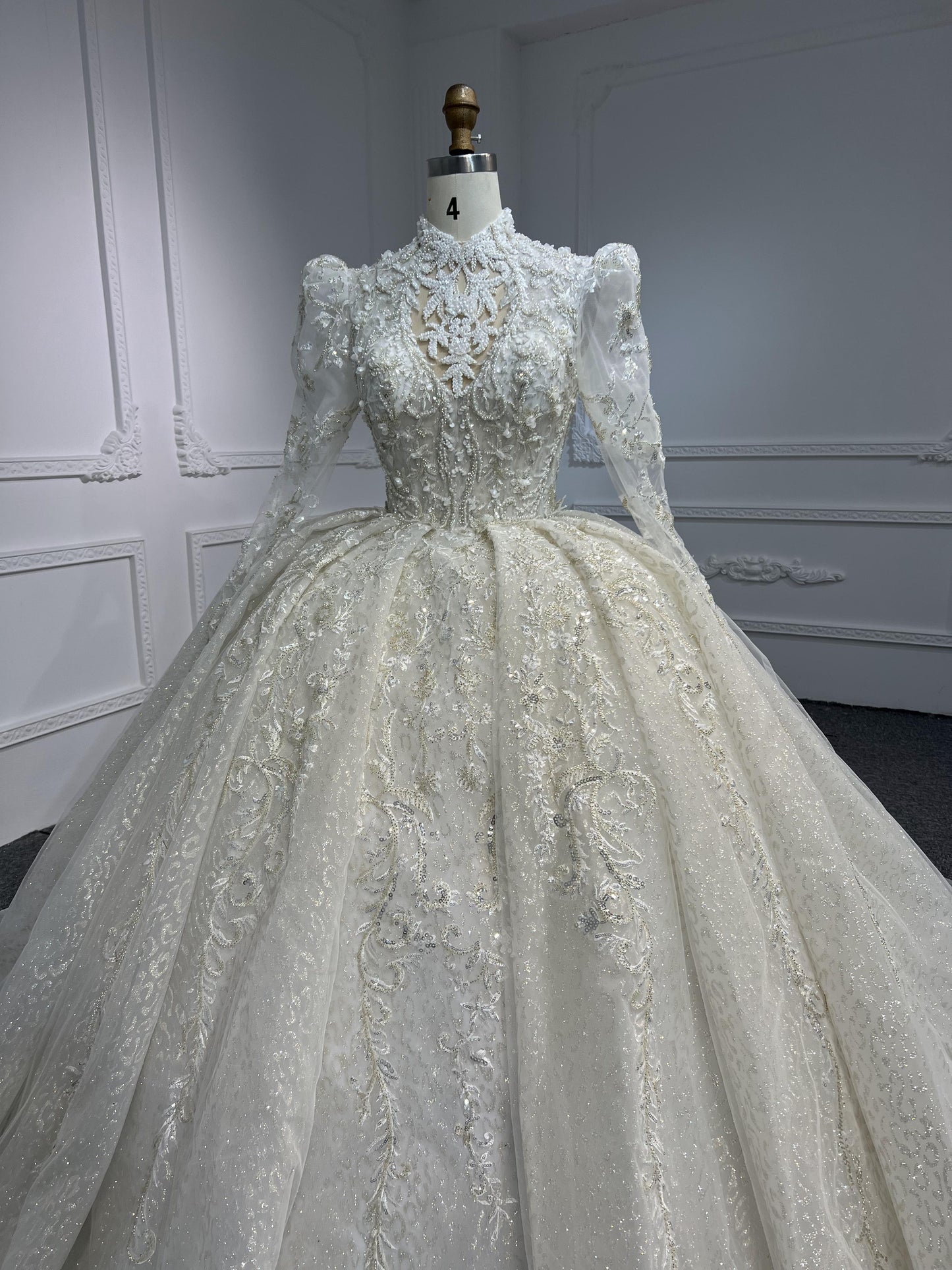 Plus Size Long Sleeve High Neck Beaded Wedding Dress Plus Size Long Sleeve High Neck Beaded Wedding Dress