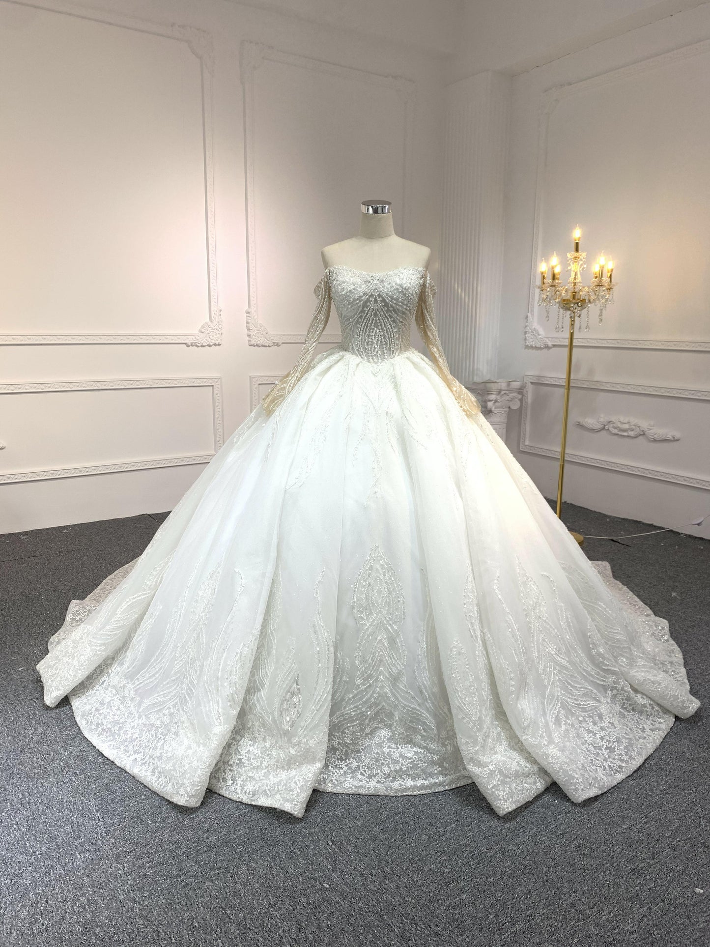 Plus Size Long-Sleeve One-Shoulder Wedding Dress Plus Size Long-Sleeve One-Shoulder Wedding Dress