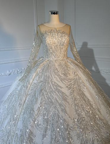 IVORY COLOR SHIMMERING EMBROIDERY LACE BALL GOWN IVORY COLOR SHIMMERING EMBROIDERY LACE BALL GOWN
