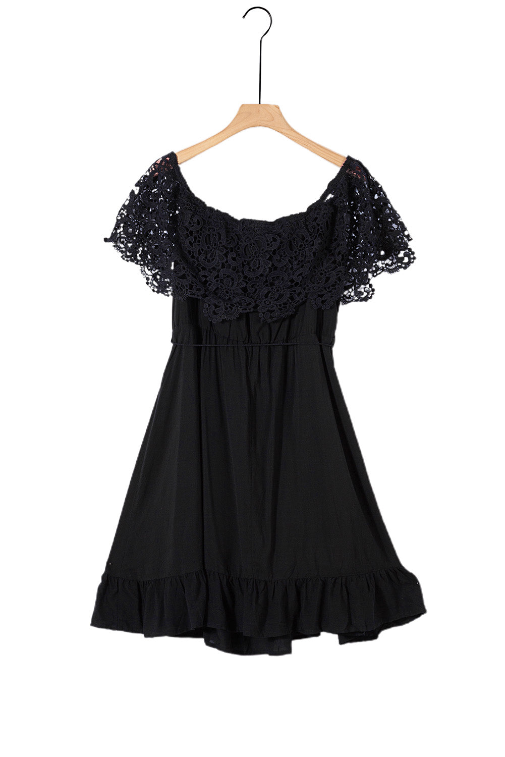 Black Off-the-shoulder Lace Sleeves Plus size Dress Black Off-the-shoulder Lace Sleeves Plus size Dress