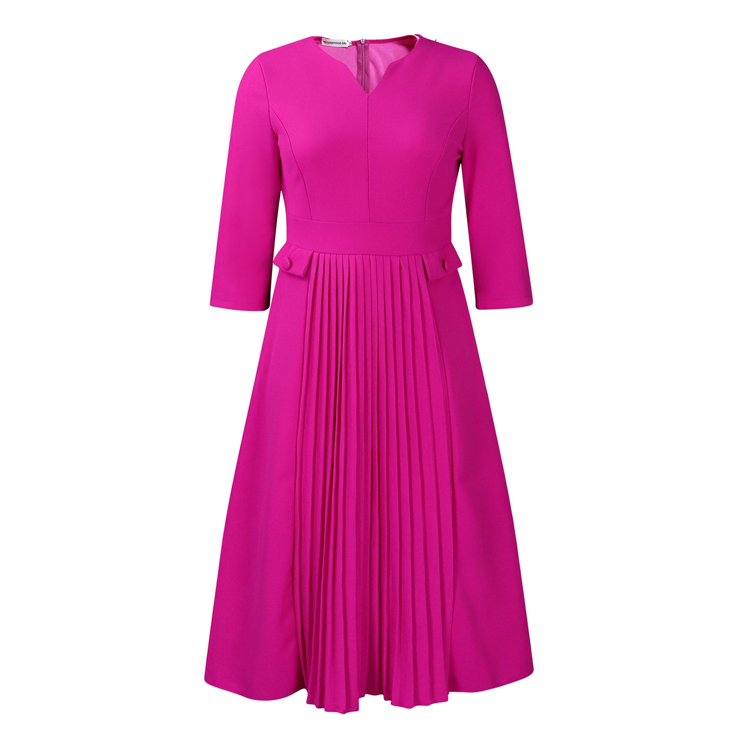 Plus Size Pleated Midi Dress V-Neck Plus Size Pleated Midi Dress V-Neck