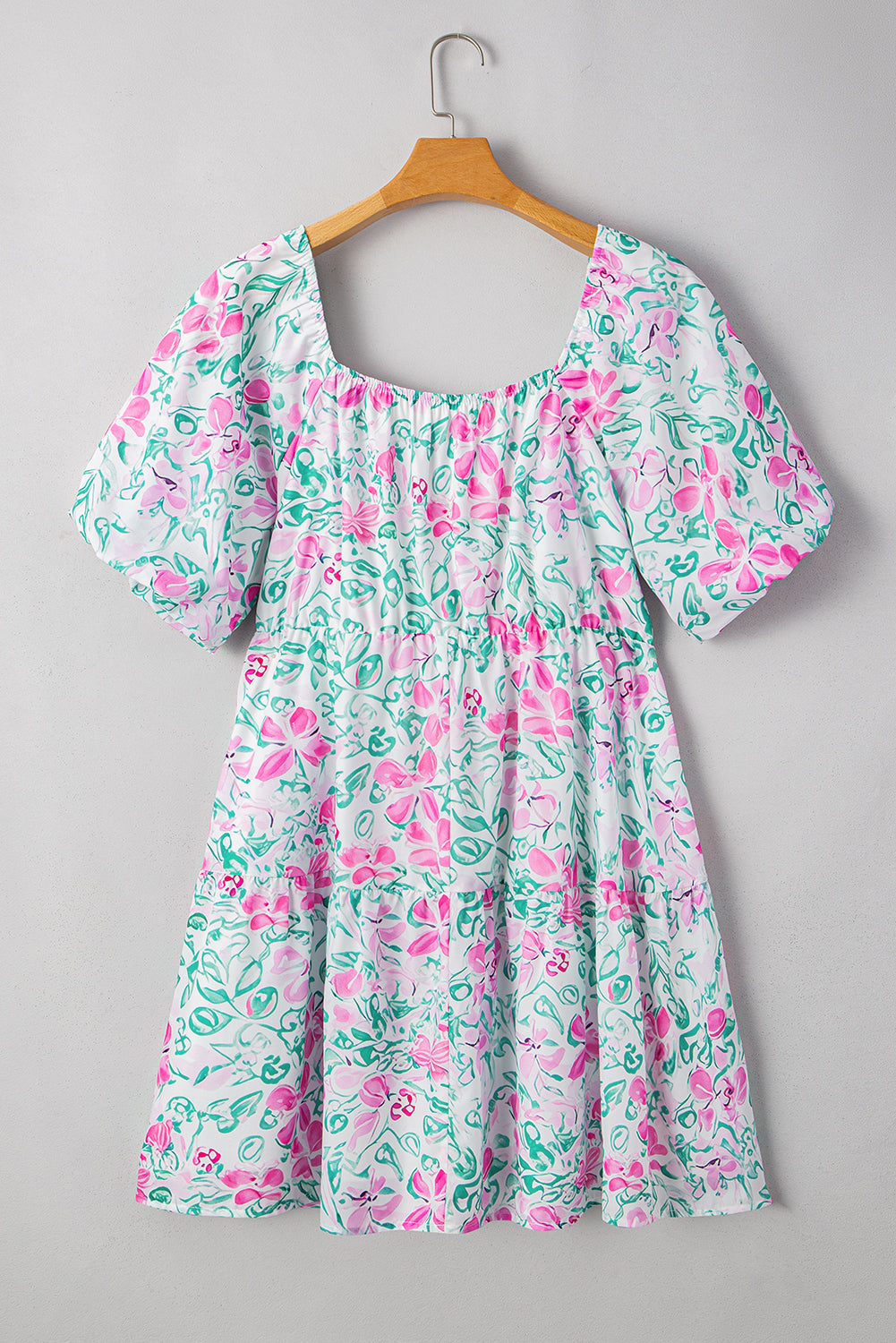 Plus Size Floral Ric-rac Trim Square Neck Mini Dress Plus Size Floral Ric-rac Trim Square Neck Mini Dress