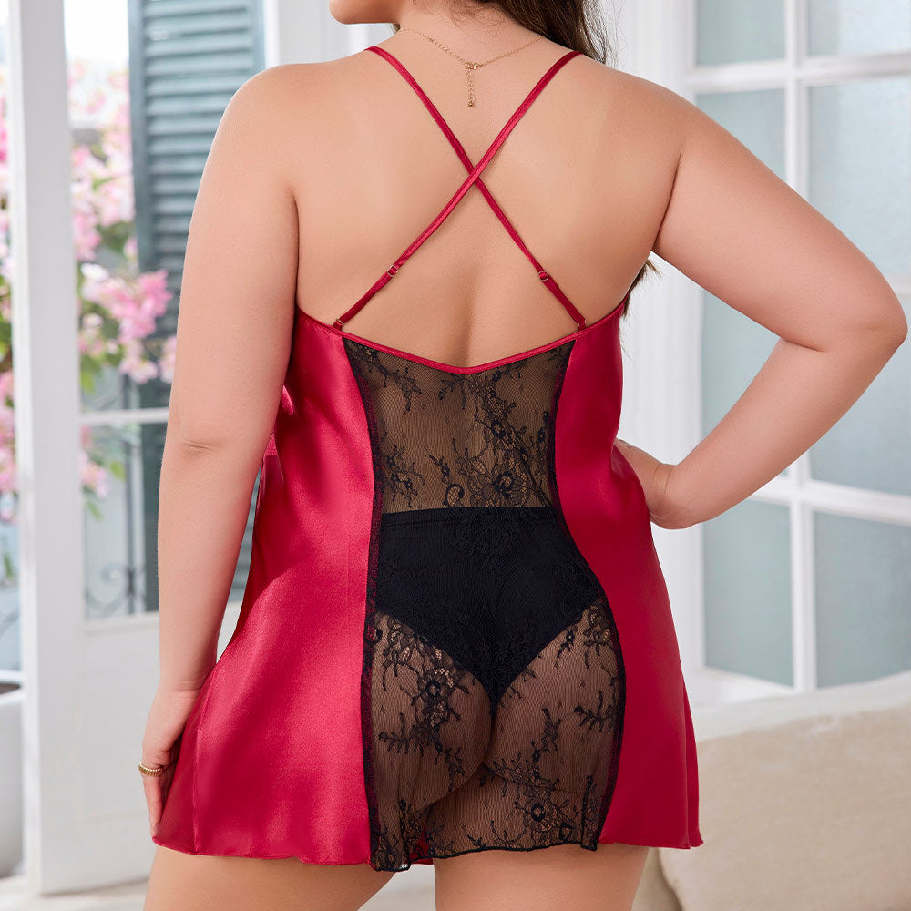 Plus Size Lace Sexy Short Nightdress Homewear Plus Size Lace Sexy Short Nightdress Homewear