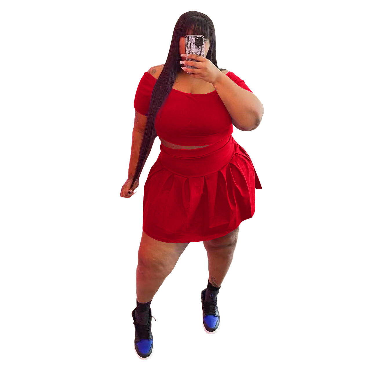 Plus Size Pleated Skirt Two Piece Set Plus Size Pleated Skirt Two Piece Set