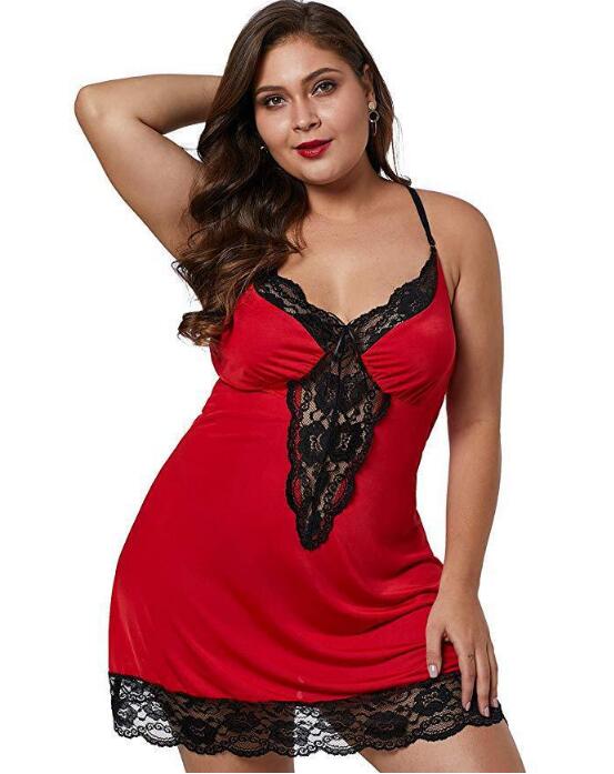 Plus Size Sexy Leopard Lace Nightdress Plus Size Sexy Leopard Lace Nightdress