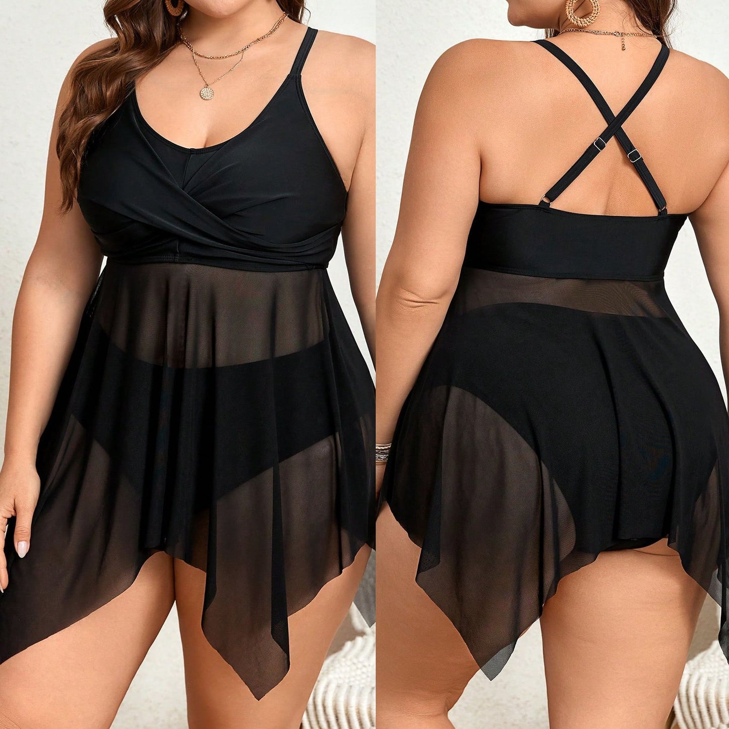 Plus Size Swimdress Breathable Mesh Slimming Sexy Plus Size Swimdress Breathable Mesh Slimming Sexy
