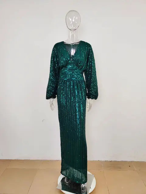 Plus Size Elegant Sequin Evening Dress Long Sleeve Plus Size Elegant Sequin Evening Dress Long Sleeve