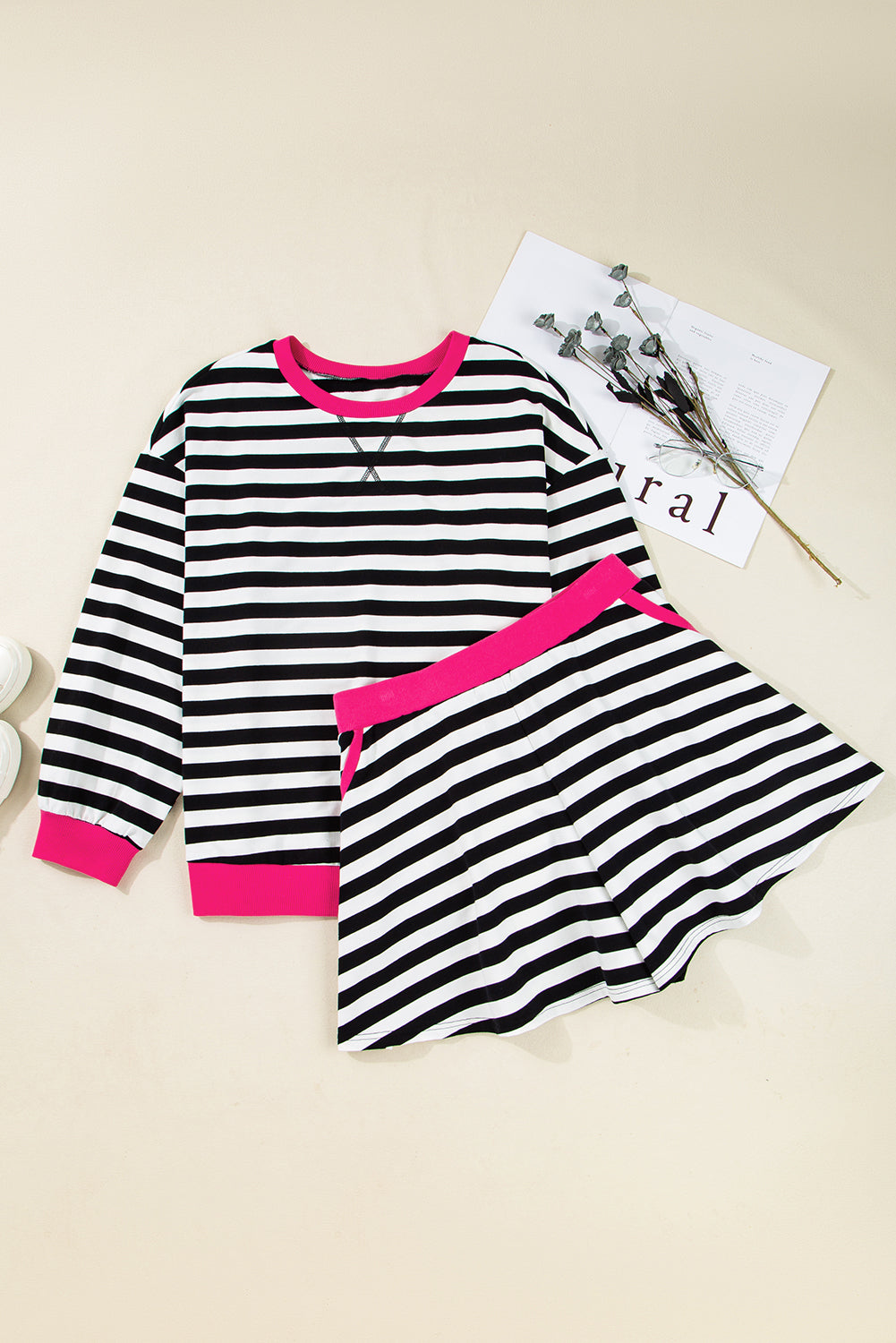 Plus Size Striped Color Block Pullover and Shorts Set - Plus Size XL-4XL - View 8 Plus Size Striped Color Block Pullover and Shorts Set - Plus Size XL-4XL - View 8