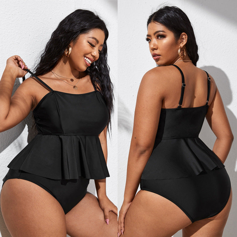 Plus Size Two-Piece Bikini Swimsuit Black Plus Size Two-Piece Bikini Swimsuit Black