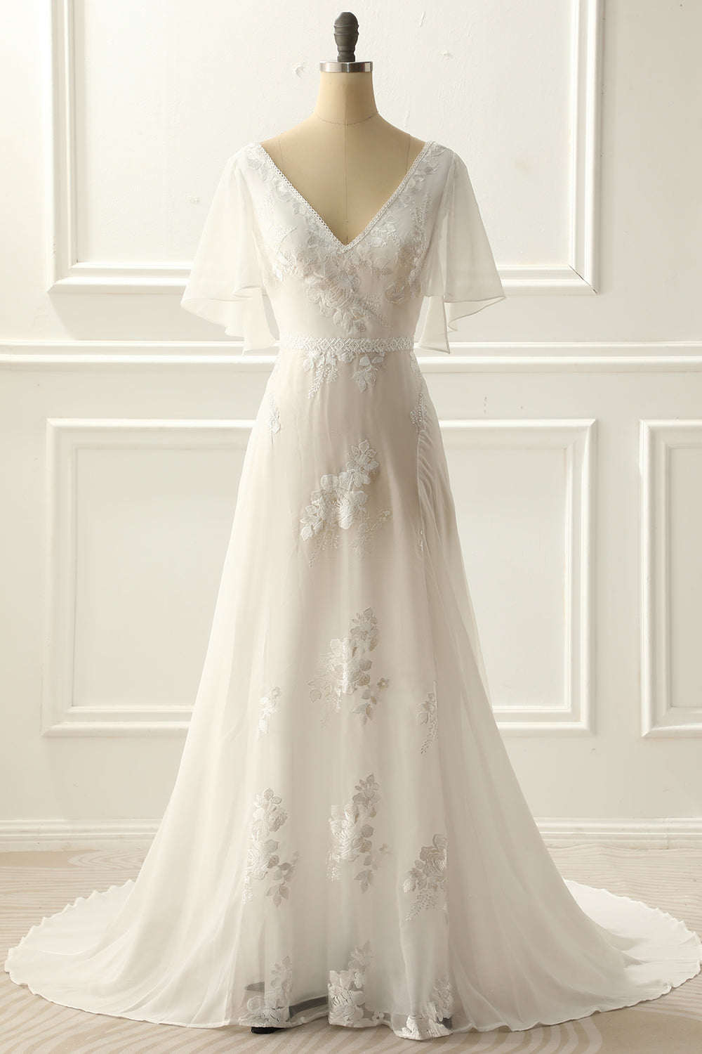 Plus Size Deep V Beaded Lace Ball Gown Plus Size Deep V Beaded Lace Ball Gown
