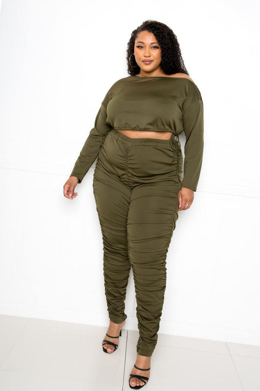 Plus Size Ruched Two-Piece Sets - Plus Size XL-4XL - View 2