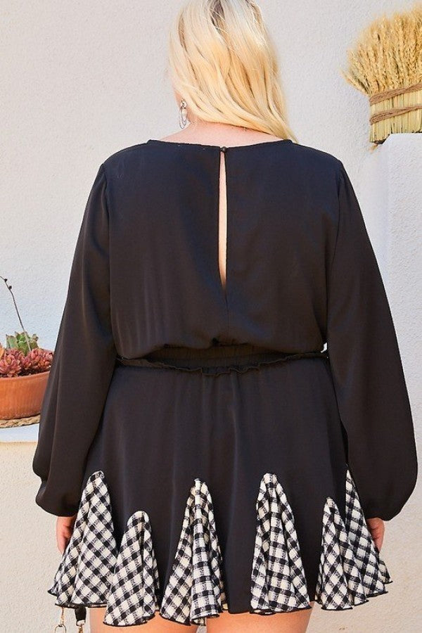 Plus Size Gingham Ruffle Romper - Plus Size XL-4XL - View 7