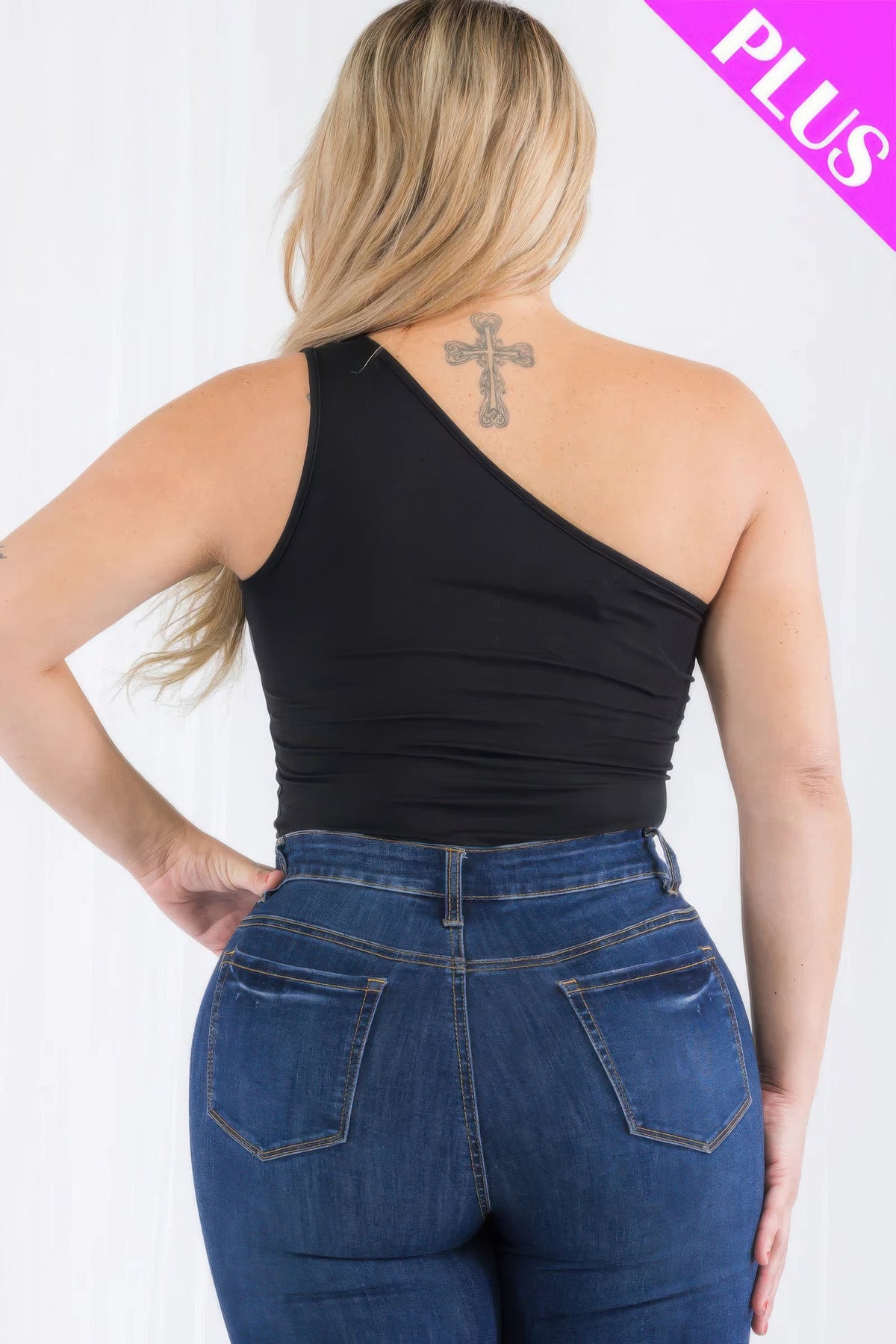 Plus Size Jersey One-Shoulder Bodysuit - Plus Size XL-4XL - View 4