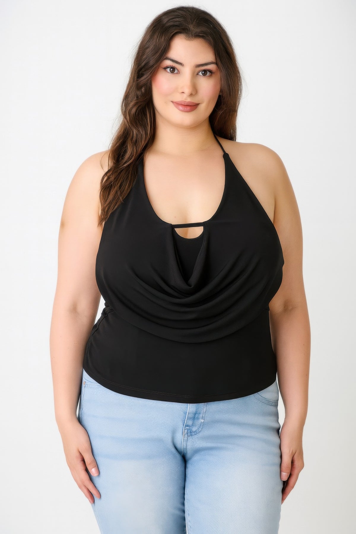 Plus Size Draped Cowl Neck Top - Plus Size XL-4XL