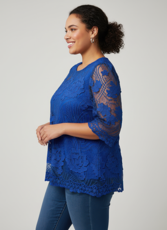 Plus Size Floral Lace Blouse - Plus Size XL-4XL - View 2