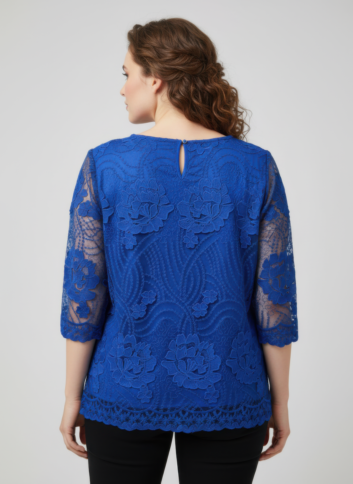 Plus Size Floral Lace Blouse - Plus Size XL-4XL - View 3