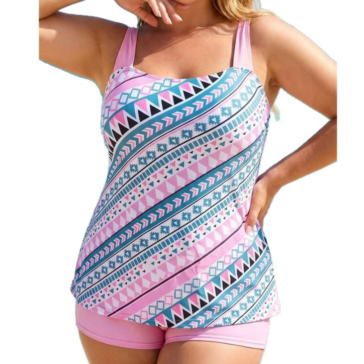 Plus Size Tankini Flat Angle Swimsuit Set Plus Size Tankini Flat Angle Swimsuit Set