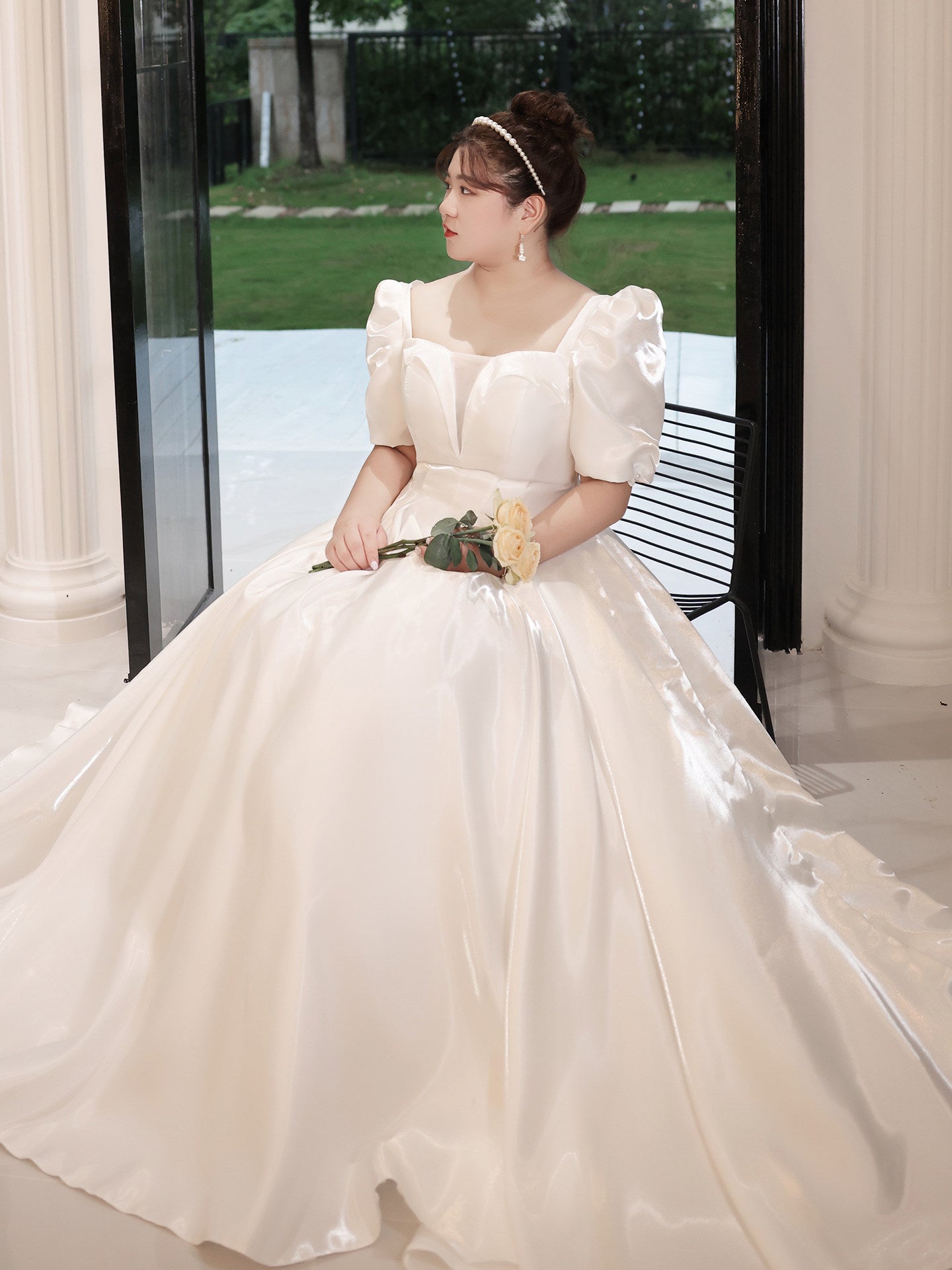 Plus Size Satin Wedding Dress - Plus Size XL-4XL - View 5