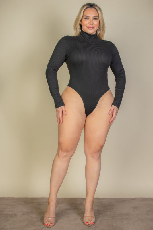 Plus Size Ribbed Turtleneck Bodysuit - Plus Size XL-4XL - View 2