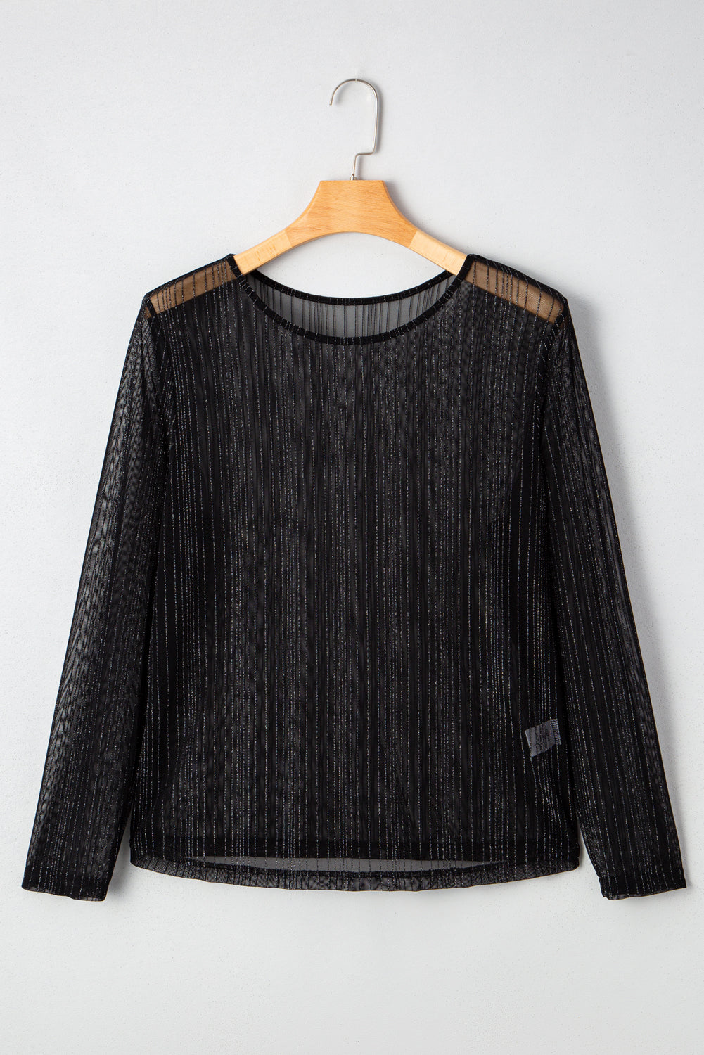 Plus Size Shimmer Textured Mesh Fitted Long Sleeve Top Plus Size Shimmer Textured Mesh Fitted Long Sleeve Top