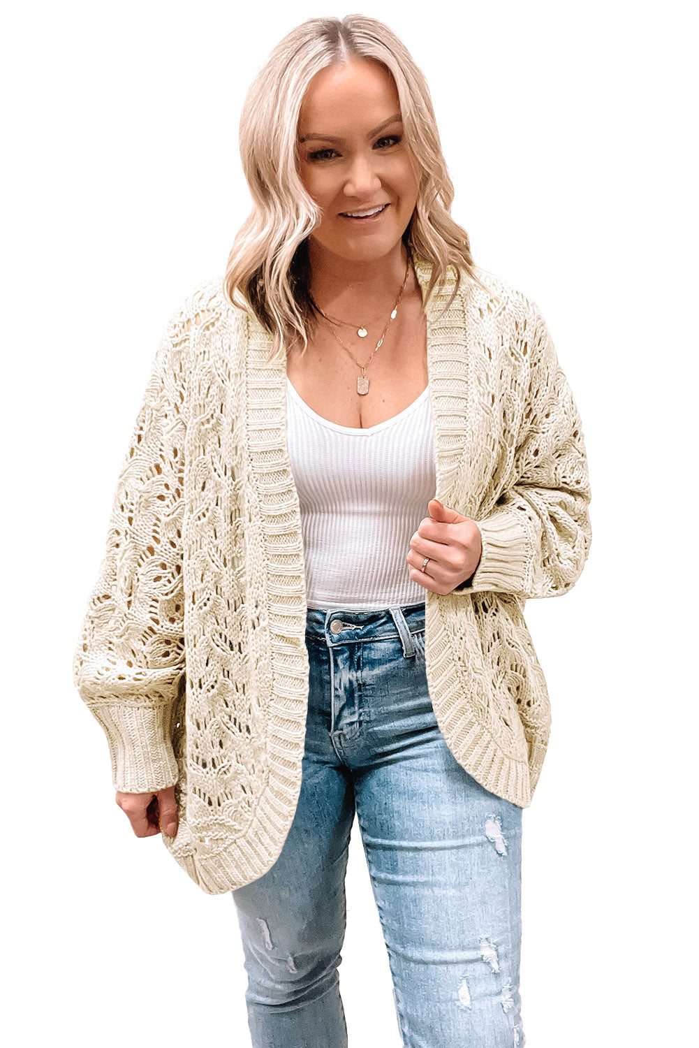 Plus Size Textured Knit Open Cardigan Plus Size Textured Knit Open Cardigan