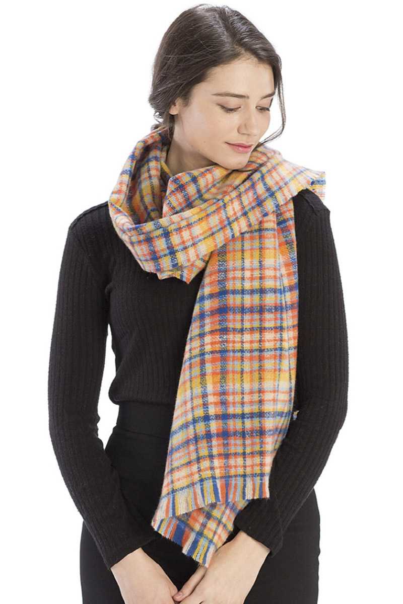 Colored Plaid Checkered Scarf - Plus Size Clothing Colored Plaid Checkered Scarf - Plus Size Clothing