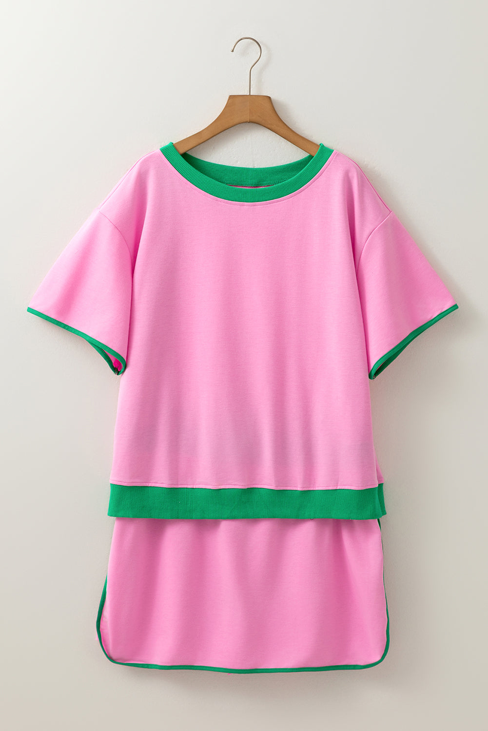 Plus Size Contrast Trim T Shirt and Skirt Set Plus Size Contrast Trim T Shirt and Skirt Set