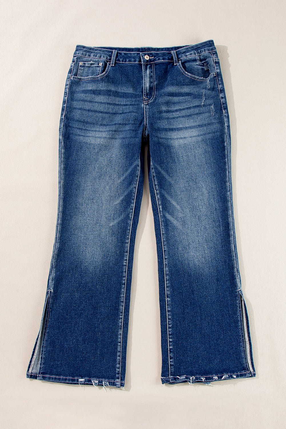 Dirty blue Plus Size High Waist Side Slits Flare Jeans - Plus Size Clothing Dirty blue Plus Size High Waist Side Slits Flare Jeans - Plus Size Clothing