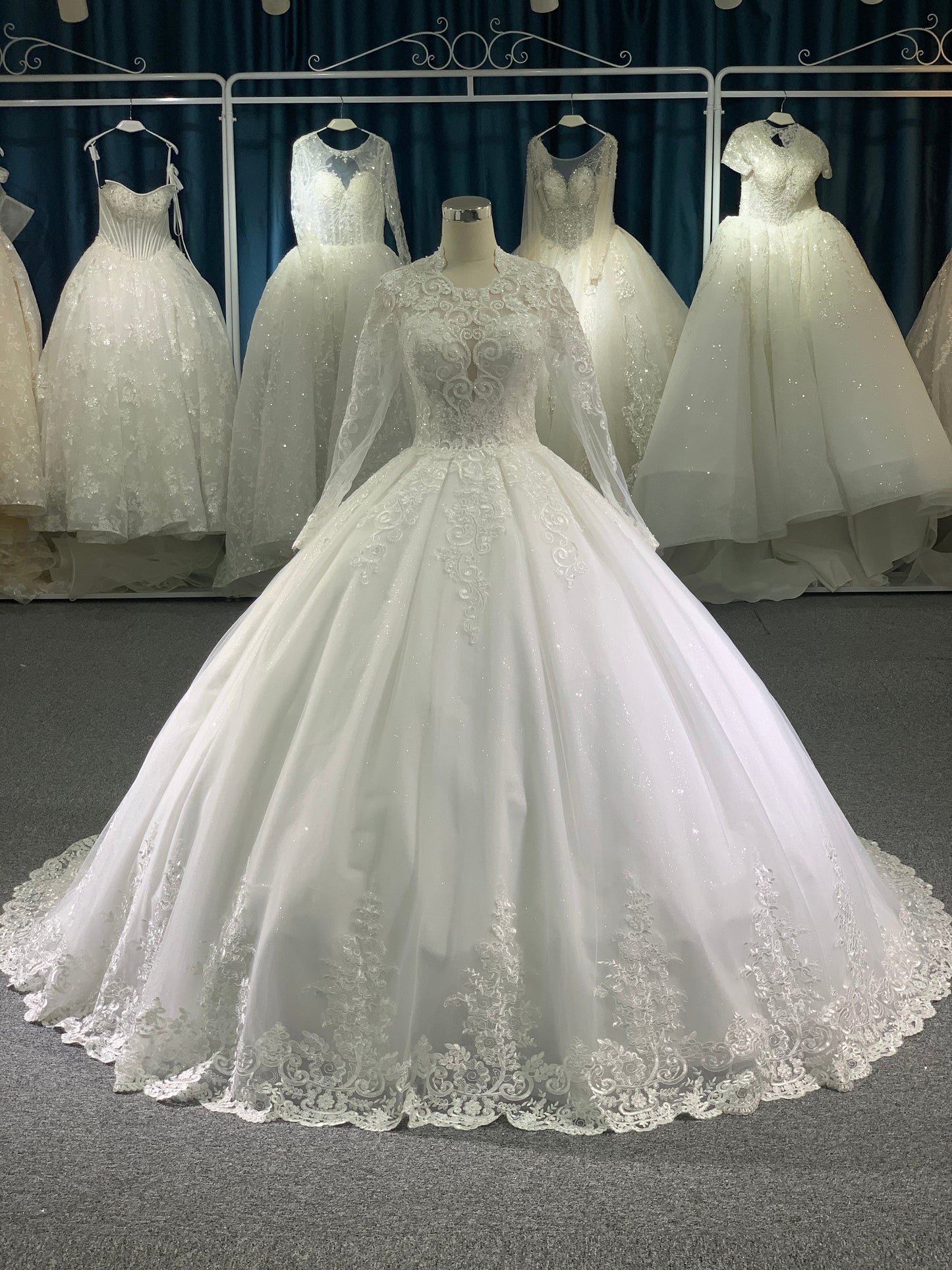 Plus Size Shining Tulle Lace Wedding Dress - Plus Size XL-4XL