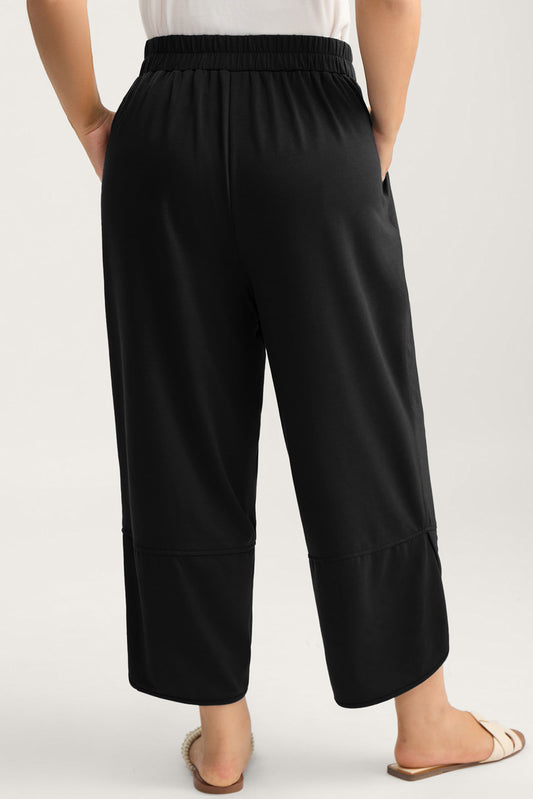 Plus Size Elastic Waist Asymmetrical Capris - Plus Size XL-4XL - View 2