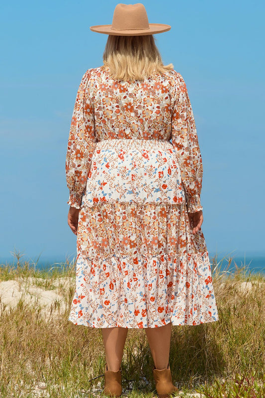 Plus Size Floral Tiered Ruffle Maxi Dress - Plus Size Clothing