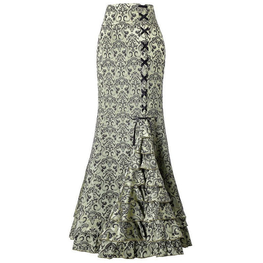 Plus Size Gothic Black Jacquard Mermaid Skirt - Plus Size XL-4XL - View 2