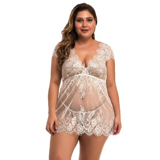 Plus Size Sexy Lace Suspender Skirt Lingerie - Plus Size XL-4XL - View 2