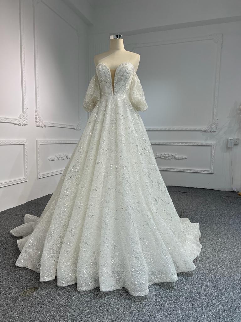Plus Size Full Lace Sequins Puff Sleeves Mermaid Dress Plus Size Full Lace Sequins Puff Sleeves Mermaid Dress