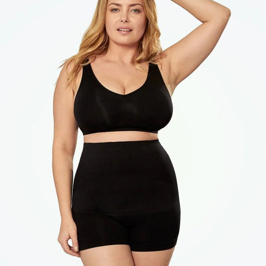 Plus size shapewear designed to smooth the tummy and hips