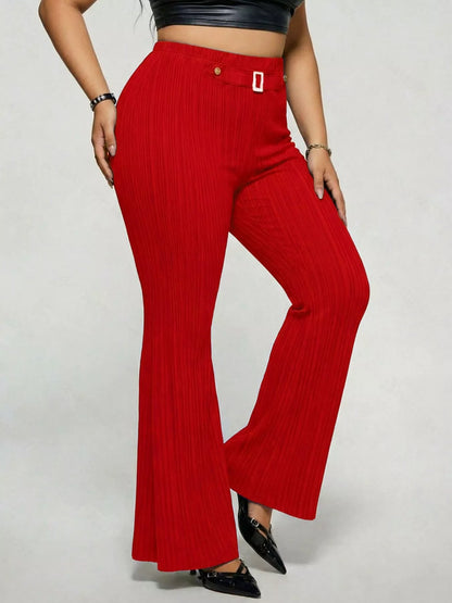 Plus Size High Waist Flare Pants - Plus Size XL-4XL - View 14