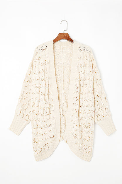 Plus Size Textured Knit Open Cardigan