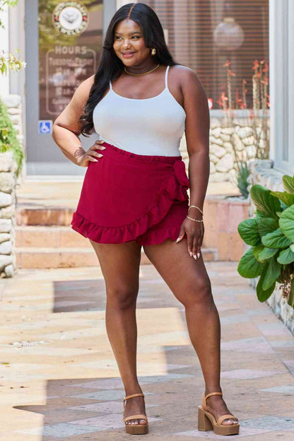 Plus Size Ruffled Hem Skort with Faux-Wrap Front - Plus Size XL-4XL - View 4