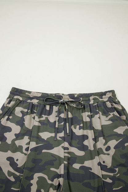 Plus Size Camo Shorts with Elastic Waist Tie - Plus Size XL-4XL - View 8