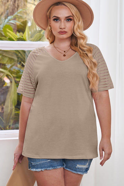Plus Size Striped Raglan Sleeve Tee - Plus Size Clothing