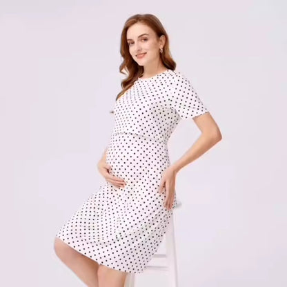 Plus Size Polka Dot Nursing Dress Short Sleeve