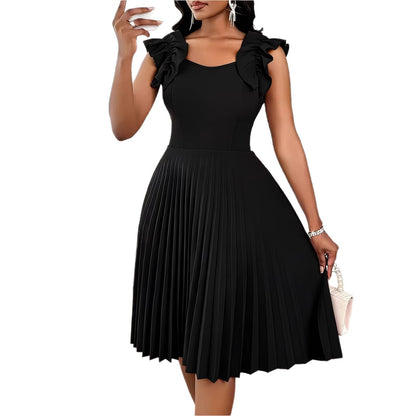 Plus Size Elegant Sleeveless Pleated Mini Dress